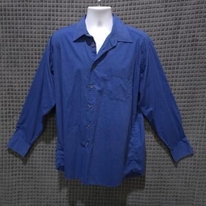 VTG Button Long Sleeve Shirt Mens Lg Collared Lightweight Blue Dress Irvine Park